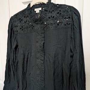 NWT Sundance XS Black Lace Blouse
